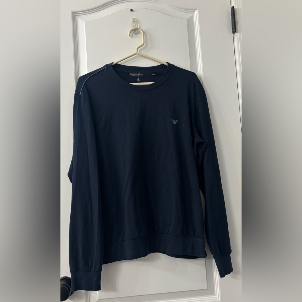 Emporio Armani Men's Dark Blue Long Sleeve Tee - Picture 2 of 5